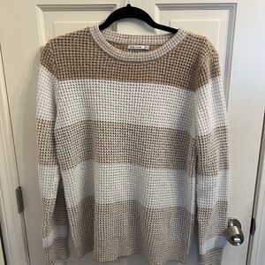 Tan and white sweater size medium